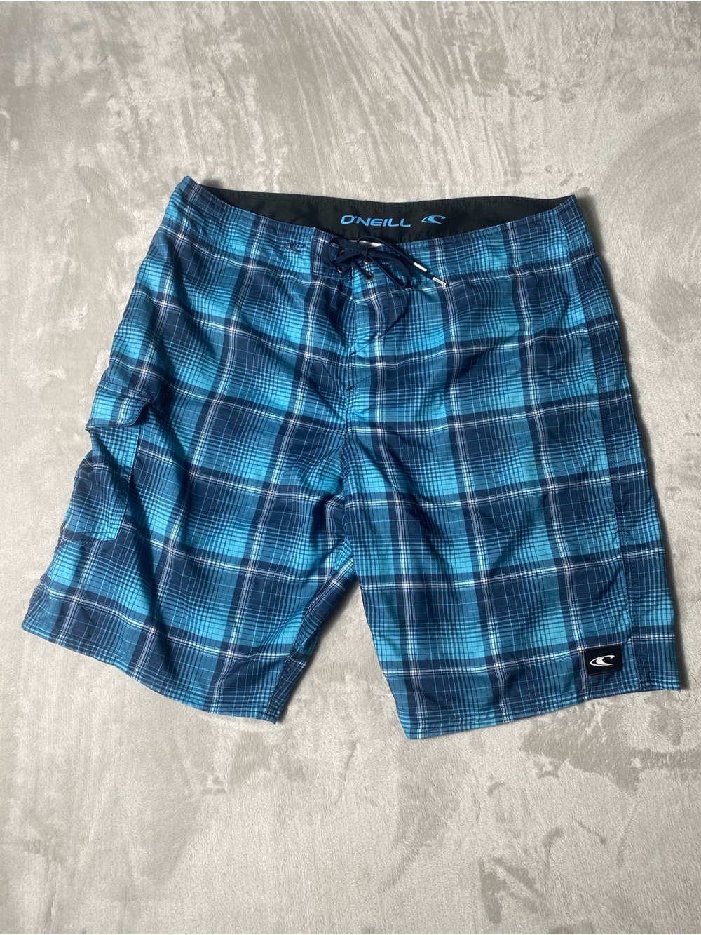 O'Neill Men's Blue Plaid Board Shorts